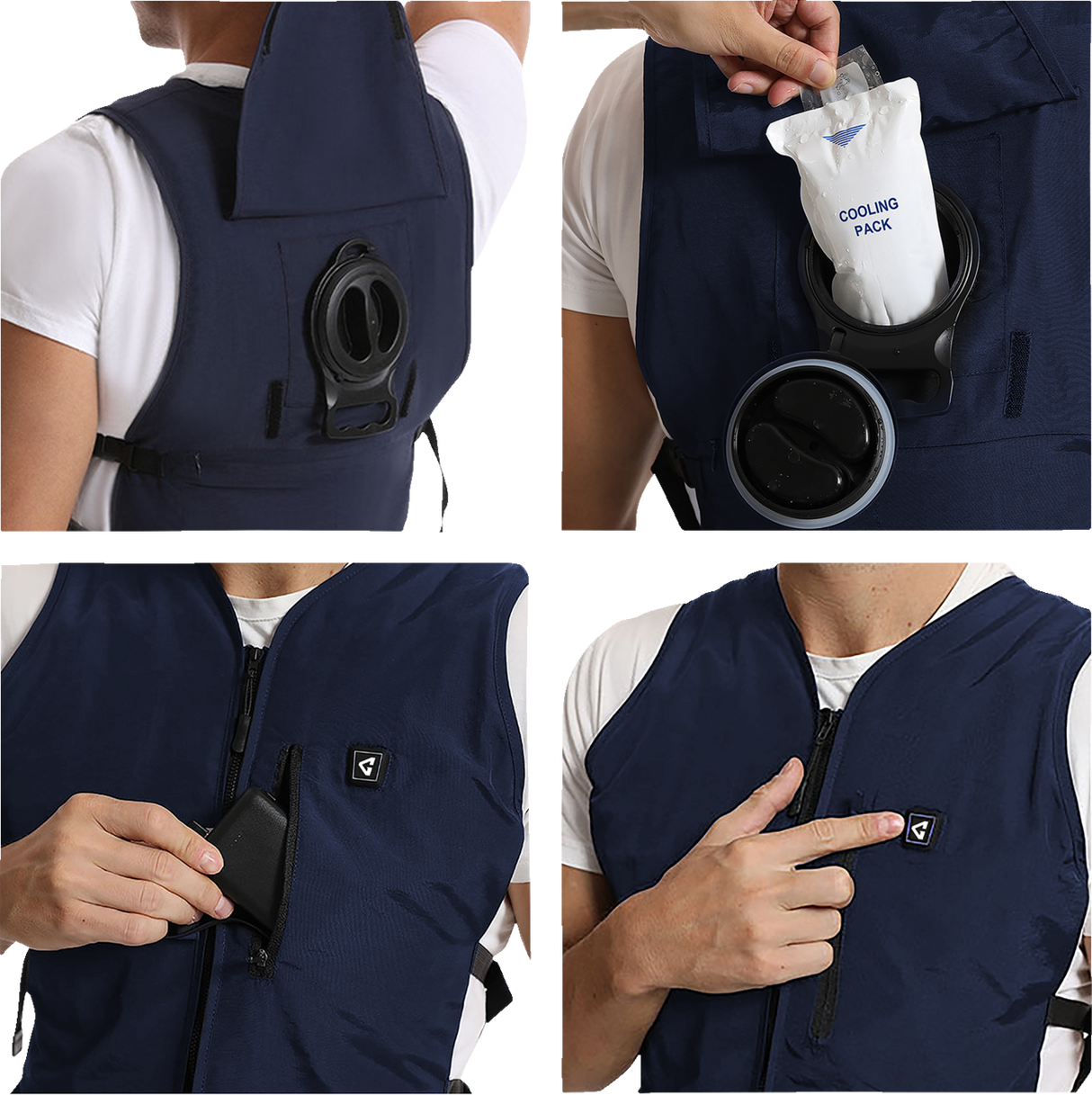 5V Touch Button Circulatory Cooling Vest - Blue