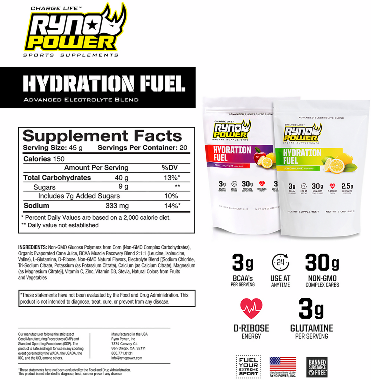 Hydration Fuel Drink Mix - Fruit Punch - 1 Serving
