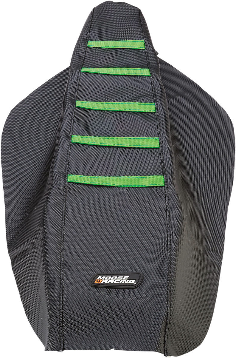 Ribbed Seat Cover - Black Cover/Green Ribs - Kawasaki 2009 - 2012