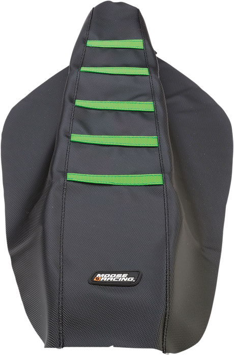 Ribbed Seat Cover - Black Cover/Green Ribs - Kawasaki 2009 - 2012