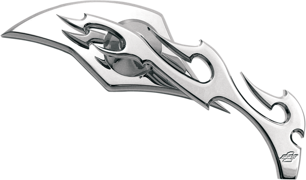 Mirror - Flame - Side View - Milled - Oblong - Chrome - Right