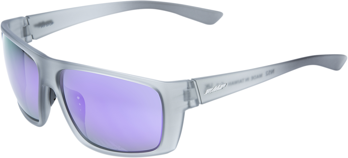 Pit Stop Sunglasses - Matte Crystal Smoke - Purple Mirror Lens