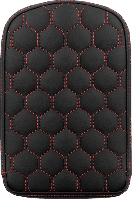 RoadSofa™ Sissy Bar Pad - Honeycomb - Red Stitching