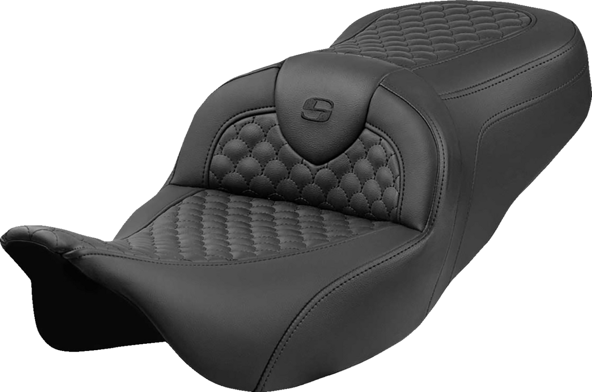 Roadsofa™ Seat - Dragon Scale Stitch - Black Stitch - w/o Backrest - FLH/FLT \'08-\'24 2008 - 2024
