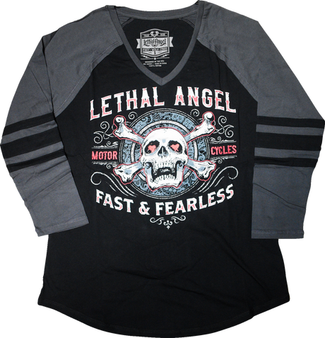 Women\'s Fast & Fearless Raglan Sleeve Shirt - Black/Gray - XL