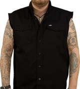 FTW Skull Printed Sleeveless Button Down Shirt - Black - 3XL