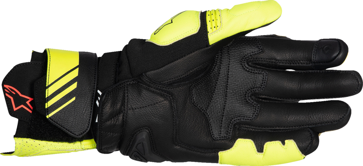 GP Plus R V3 Leather Gloves - Fluo Yellow/Black - Small