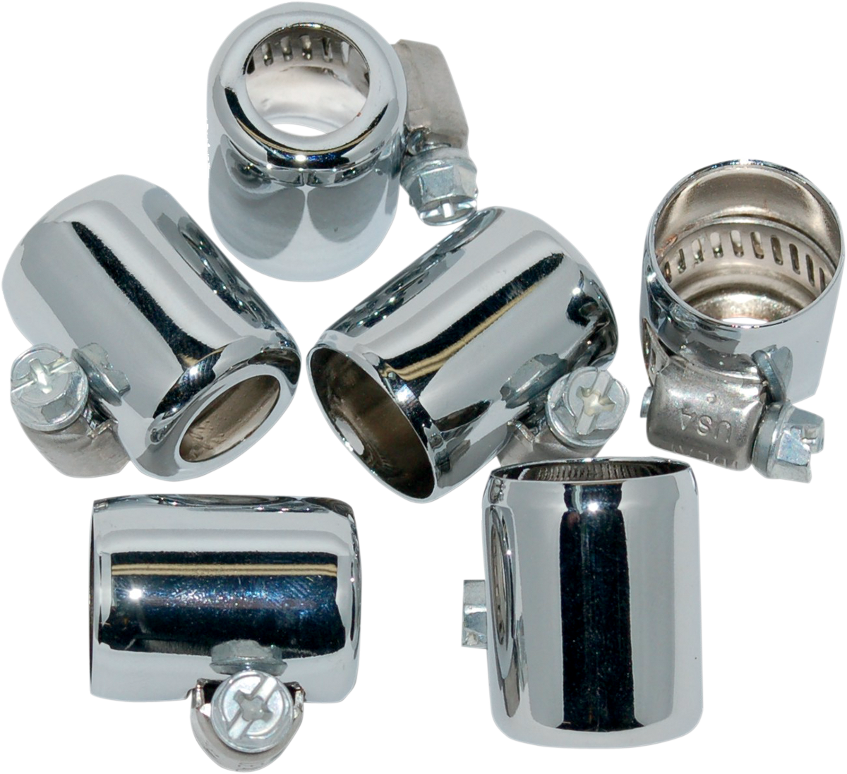 Oil Line Hose Clamps - Chrome - 3/8\" - 6-Pack