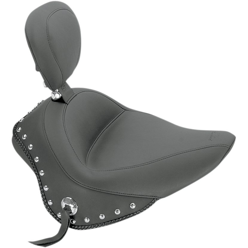 Wide Solo Seat - With Backrest - Black - Studded W/Concho 2011 - 2017